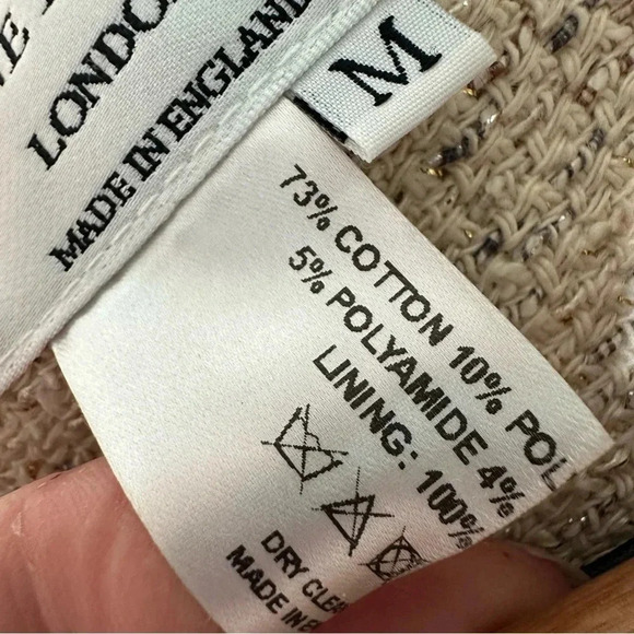 Helene Berman London Cream Tweed Fringe Blazer Size Medium - Picture 12 of 13